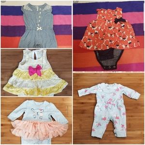 Infant girls bundle of five (5) onesie outfits